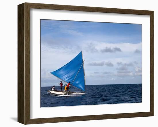 Traditional Outrigger Canoe, Jaluit Lagoon, Jaluit Atoll, Marshall Islands-Michele Falzone-Framed Photographic Print