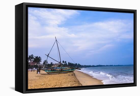 Traditional Outrigger Fishing Boat (Oruva), Negombo Beach, Negombo, Sri Lanka, Asia-Matthew Williams-Ellis-Framed Stretched Canvas