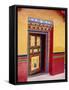 Traditional Painted Door in the Summer Palace of the Dalai Lama, Norbulingka, Lhasa, Tibet, China-Gina Corrigan-Framed Stretched Canvas