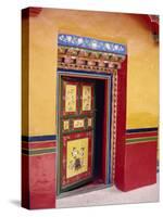 Traditional Painted Door in the Summer Palace of the Dalai Lama, Norbulingka, Lhasa, Tibet, China-Gina Corrigan-Stretched Canvas