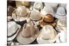 Traditional Panama hats for sale at a street market in Cartagena, Colombia, South America-Alex Treadway-Stretched Canvas