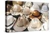 Traditional Panama hats for sale at a street market in Cartagena, Colombia, South America-Alex Treadway-Stretched Canvas