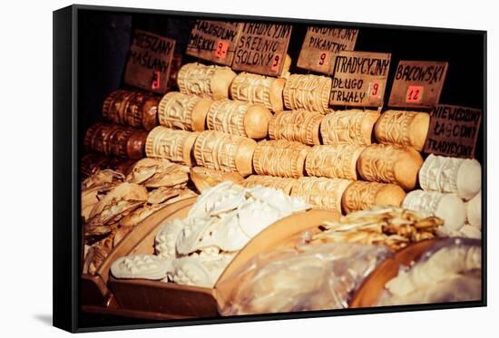Traditional Polish Smoked Cheese Oscypek in Outdoor Market in Zakopane-Curioso Travel Photography-Framed Stretched Canvas