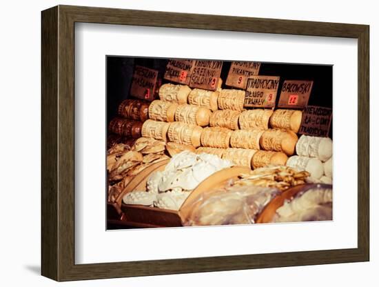 Traditional Polish Smoked Cheese Oscypek in Outdoor Market in Zakopane-Curioso Travel Photography-Framed Photographic Print