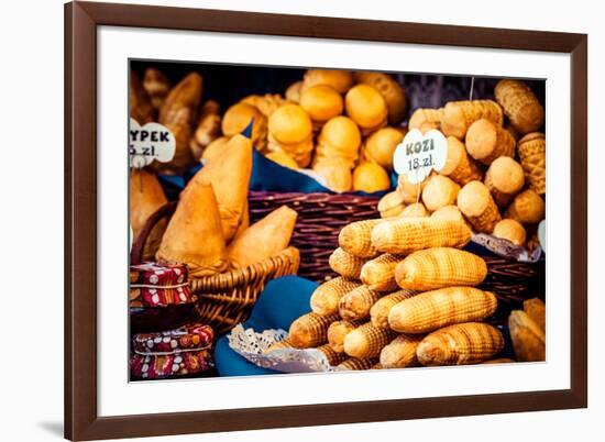 Traditional Polish Smoked Cheese Oscypek on Outdoor Market in Krakow, Poland.-Curioso Travel Photography-Framed Photographic Print