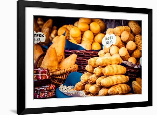 Traditional Polish Smoked Cheese Oscypek on Outdoor Market in Krakow, Poland.-Curioso Travel Photography-Framed Photographic Print