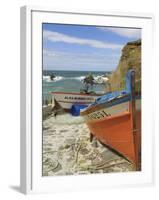 Traditional Portuguese Fishing Boats in a Small Coastal Harbour, Beja District, Portugal-Neale Clarke-Framed Photographic Print