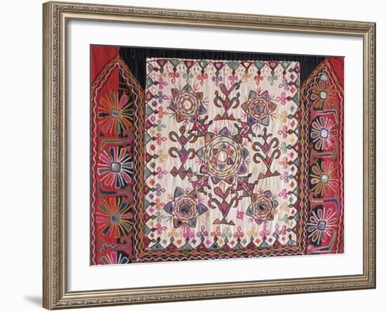 Traditional Rabari Tribal Embroidered Fabrics, Kutch, Gujarat State, India-John Henry Claude Wilson-Framed Photographic Print