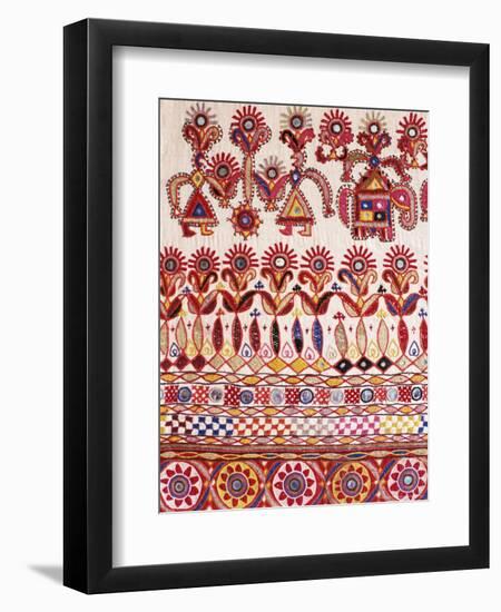 Traditional Rabari Tribal Embroidered Fabrics, Kutch, Gujarat State, India-John Henry Claude Wilson-Framed Photographic Print