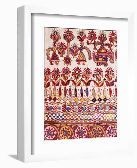 Traditional Rabari Tribal Embroidered Fabrics, Kutch, Gujarat State, India-John Henry Claude Wilson-Framed Photographic Print