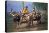 Traditional Racing With Water Buffalo Chariots, Bali, Indonesia-John Downer-Stretched Canvas