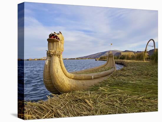 Traditional Reed Boat Uros Island, Flotantes, Lake Titicaca, Peru, South America-Simon Montgomery-Stretched Canvas