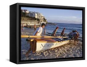 Traditional Row Boat Training for Lifesaving, Bondi Beach, New South Wales (N.S.W.), Australia-D H Webster-Framed Stretched Canvas