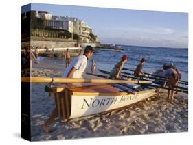 Traditional Row Boat Training for Lifesaving, Bondi Beach, New South Wales (N.S.W.), Australia-D H Webster-Stretched Canvas