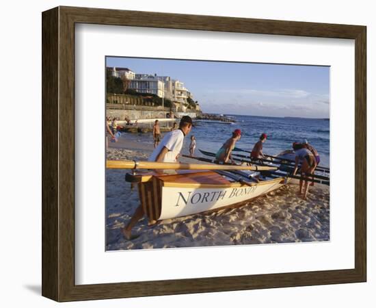 Traditional Row Boat Training for Lifesaving, Bondi Beach, New South Wales (N.S.W.), Australia-D H Webster-Framed Photographic Print
