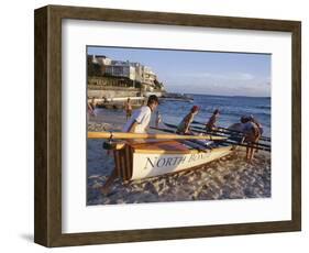 Traditional Row Boat Training for Lifesaving, Bondi Beach, New South Wales (N.S.W.), Australia-D H Webster-Framed Photographic Print