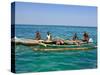 Traditional Rowing Boat in the Turquoise Water of the Indian Ocean, Madagascar, Africa-null-Stretched Canvas