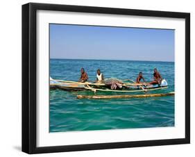 Traditional Rowing Boat in the Turquoise Water of the Indian Ocean, Madagascar, Africa-null-Framed Photographic Print