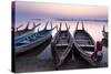 Traditional Rowing Boat Moored on the Edge of Flat Calm Taungthaman Lake at Dawn-Lee Frost-Stretched Canvas