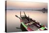 Traditional Rowing Boat Moored on the Edge of Flat Calm Taungthaman Lake at Dawn-Lee Frost-Stretched Canvas