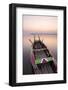 Traditional Rowing Boat Moored on the Edge of Flat Calm Taungthaman Lake at Dawn-Lee Frost-Framed Photographic Print