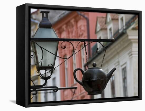 Traditional Sign Outside a Tea Shop in Ljubljana Old Town, Slovenia, Europe-John Woodworth-Framed Stretched Canvas
