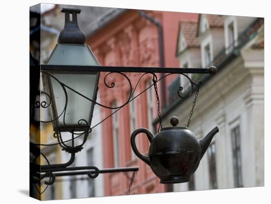 Traditional Sign Outside a Tea Shop in Ljubljana Old Town, Slovenia, Europe-John Woodworth-Stretched Canvas