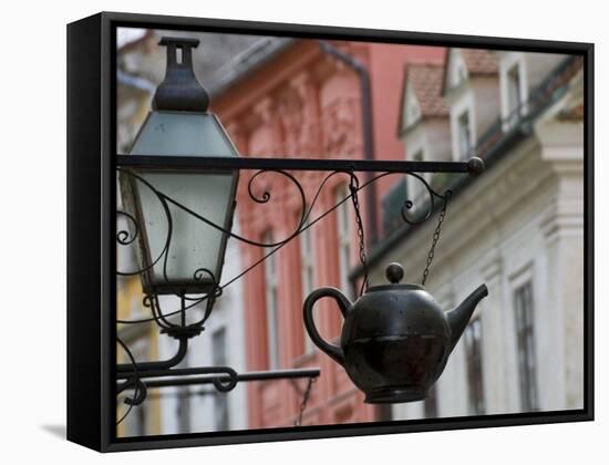 Traditional Sign Outside a Tea Shop in Ljubljana Old Town, Slovenia, Europe-John Woodworth-Framed Stretched Canvas