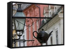 Traditional Sign Outside a Tea Shop in Ljubljana Old Town, Slovenia, Europe-John Woodworth-Framed Stretched Canvas