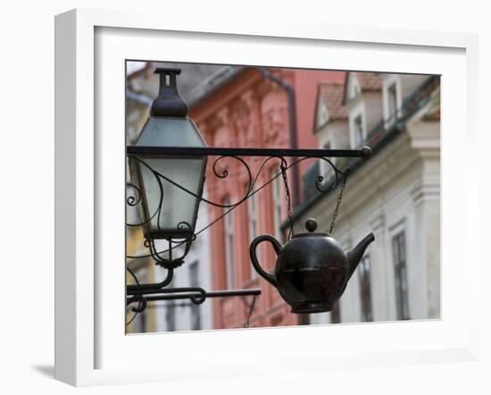 Traditional Sign Outside a Tea Shop in Ljubljana Old Town, Slovenia, Europe-John Woodworth-Framed Photographic Print