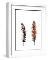 Traditional Sketched Feathers-OnRei-Framed Art Print