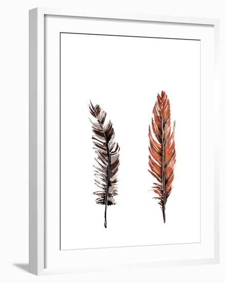 Traditional Sketched Feathers-OnRei-Framed Art Print
