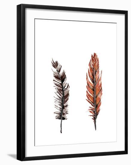 Traditional Sketched Feathers-OnRei-Framed Art Print