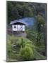 Traditional Small Bhutanese House with Smoke Coming from Roof from Open Fire Inside, Near Trongsa, -Lee Frost-Mounted Photographic Print