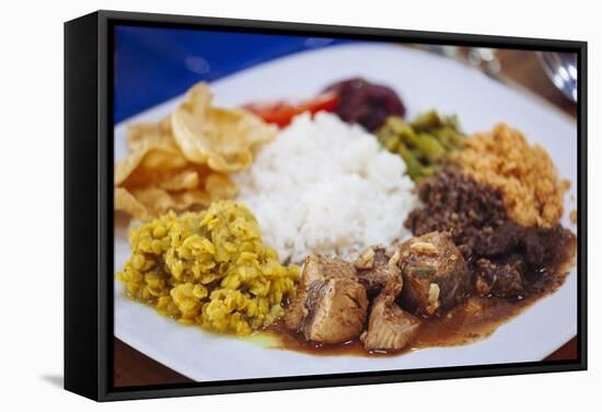 Traditional Sri Lankan Cuisine Including Pol Sambol, Rotti and Fish Curry, Sri Lanka, Asia-Charlie-Framed Stretched Canvas