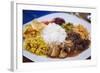 Traditional Sri Lankan Cuisine Including Pol Sambol, Rotti and Fish Curry, Sri Lanka, Asia-Charlie-Framed Photographic Print