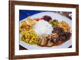 Traditional Sri Lankan Cuisine Including Pol Sambol, Rotti and Fish Curry, Sri Lanka, Asia-Charlie-Framed Photographic Print