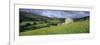 Traditional stone barn and buttercup meadow in Swaledale with stormy sky-Stuart Black-Framed Photographic Print