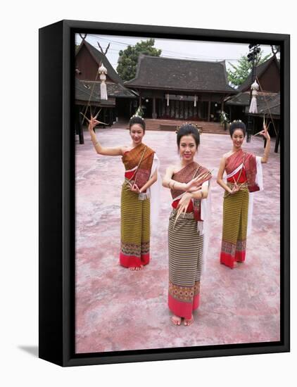 Traditional Thai Dancers, Old Chiang Mai Cultural Centre, Chiang Mai, Thailand, Southeast Asia-Gavin Hellier-Framed Stretched Canvas