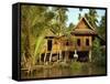 Traditional Thai House on Stilts Above the River in Bangkok, Thailand, Southeast Asia-Sassoon Sybil-Framed Stretched Canvas
