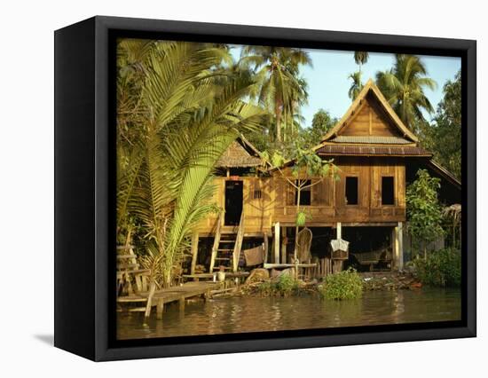 Traditional Thai House on Stilts Above the River in Bangkok, Thailand, Southeast Asia-Sassoon Sybil-Framed Stretched Canvas