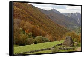 Traditional Thatched Hut, Brana De Fuexu, Valle Del Lago, Somiedo Np. Asturias, Spain-Juan Manuel Borrero-Framed Stretched Canvas