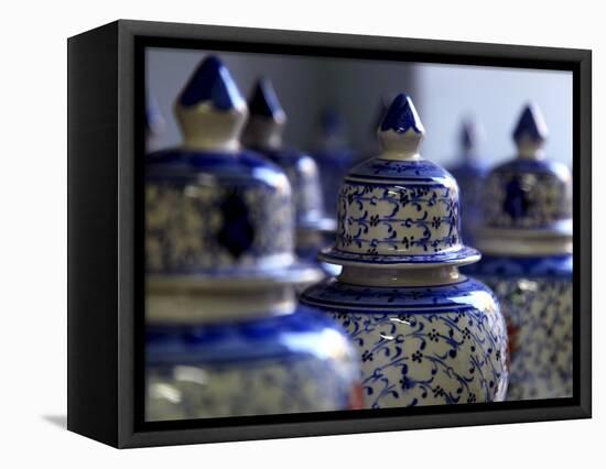 Traditional Turkish Vases on Display in a Market Stall in the Old City of Antayla, Anatolia, Turkey-David Pickford-Framed Stretched Canvas