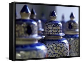 Traditional Turkish Vases on Display in a Market Stall in the Old City of Antayla, Anatolia, Turkey-David Pickford-Framed Stretched Canvas