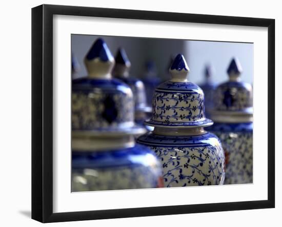 Traditional Turkish Vases on Display in a Market Stall in the Old City of Antayla, Anatolia, Turkey-David Pickford-Framed Premium Photographic Print