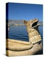 Traditional Urus Reed Boat, Islas Flotantas, Reed Islands, Lake Titicaca, Peru, South America-Tony Waltham-Stretched Canvas