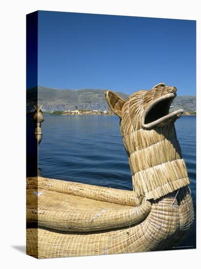 Traditional Urus Reed Boat, Islas Flotantas, Reed Islands, Lake Titicaca, Peru, South America-Tony Waltham-Stretched Canvas