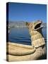 Traditional Urus Reed Boat, Islas Flotantas, Reed Islands, Lake Titicaca, Peru, South America-Tony Waltham-Stretched Canvas