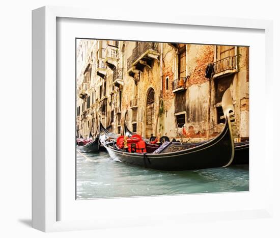 Traditional Venice gondola-null-Framed Art Print