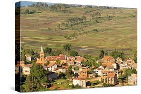 Traditional Village on Hill around Antsirabe, Madagascar, Africa-Bruno Morandi-Stretched Canvas